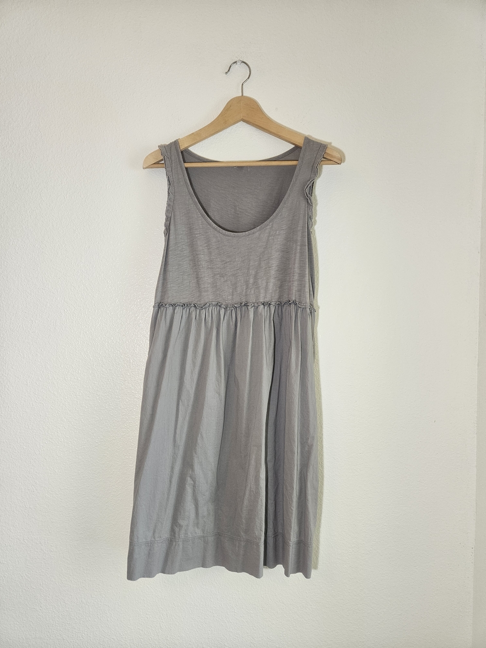 J. Crew Light Gray 100% Cotton Scoop-Neck Midi Dress